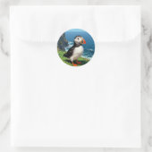 Seaside Puffin Illustration   Ronde Sticker (Tas)