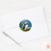 Seaside Puffin Illustration   Ronde Sticker (Envelop)