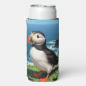 Seaside Puffin Illustration   Seltzer Blikjeskoeler (Seltzer Achterkant)