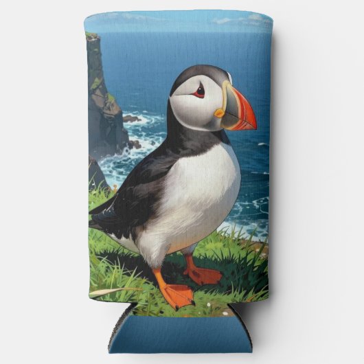 Seaside Puffin Illustration   Seltzer Blikjeskoeler (Voorkant)