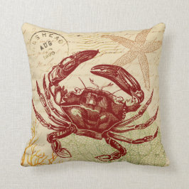 Seaside Red Crab Collage Kussen