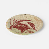 Seaside Red Crab Collage Papieren Bordje (Gekanteld)