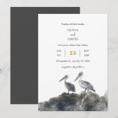 Seaside Romance Dusty Pelican Paar Strand Huwelijk Kaart (Voorkant / Achterkant)