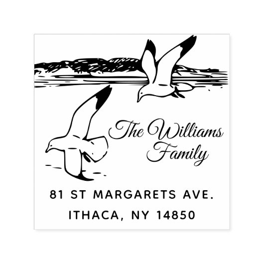 Seaside Rustic Elegant Seagulls Zelfinktende Stempel (Design)