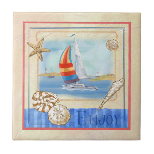 Seaside Sailships Art Tile Tegeltje