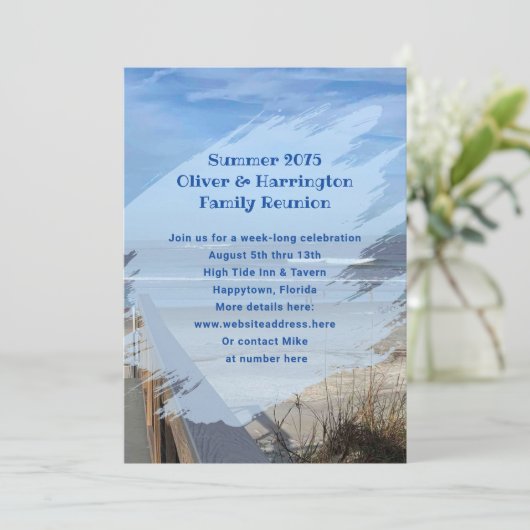 Seaside Sand Dunes Family Reunion Uitnodiging (Staand voorkant)