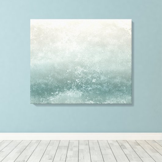 Seaside Seafoam Taupe en Blue Splash Canvas Afdruk (Insitu (Houten vloer))