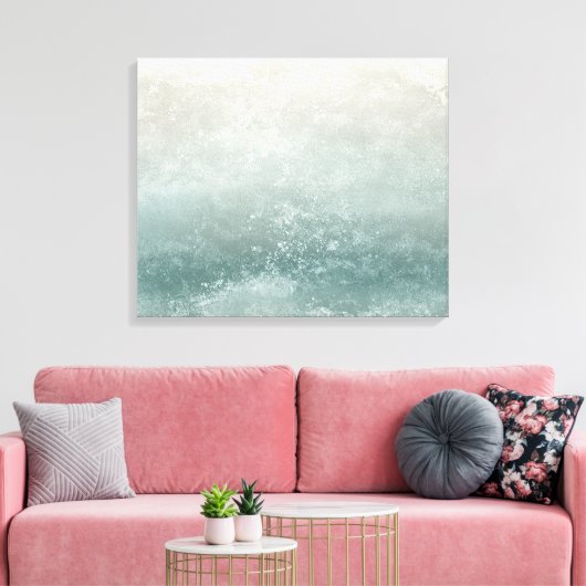 Seaside Seafoam Taupe en Blue Splash Canvas Afdruk (Insitu (Woonkamer))