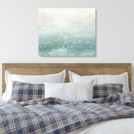 Seaside Seafoam Taupe en Blue Splash Canvas Afdruk (Insitu (Slaapkamer))
