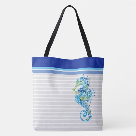 Seaside Seahorse Large Canvas tas (Achterkant)