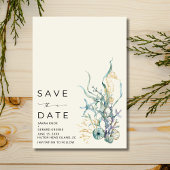 Seaside Seashell Kustbruiloft Save The Date