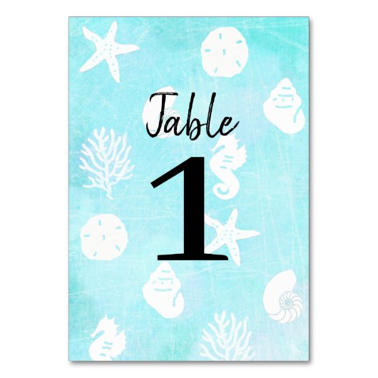 Seaside Seashells Beach Trouwtafel Aantal Kaarten (Achterkant)