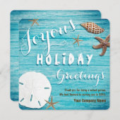 Seaside Seashells Coastal Business Holiday Save The Date (Voorkant / Achterkant)