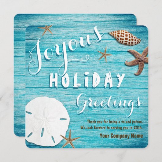 Seaside Seashells Coastal Business Holiday Save The Date (Voorkant / Achterkant)