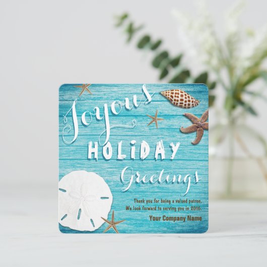 Seaside Seashells Coastal Business Holiday Save The Date (Staand voorkant)