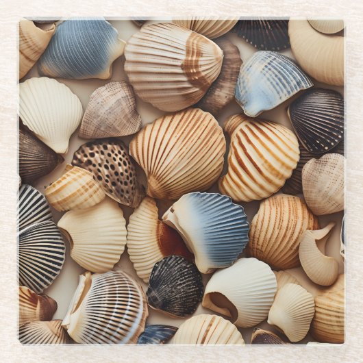 Seaside Seashells Glass Onderzetter (Voorkant)