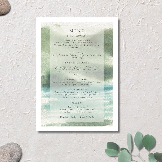 Seaside Serenity Blue Green Cream Menu