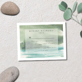 Seaside Serenity Blue Green Cream RSVP Kaartje