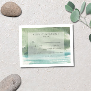 Seaside Serenity Blue Green Cream RSVP Kaartje