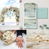 Seaside Serenity Blue Green Cream RSVP Kaartje