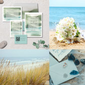 Seaside Serenity Blue Green Cream Uitnodigingen Wikkel