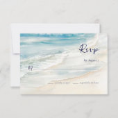 Seaside Serenity Ocean Waves Beach Wedding RSVP Kaartje (Voorkant)