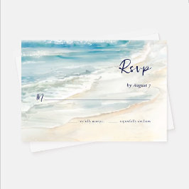 Seaside Serenity Ocean Waves Beach Wedding RSVP Kaartje