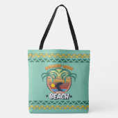 Seaside Serenity op groene achtergrond Tote Bag (Voorkant)