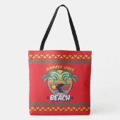 Seaside Serenity op rode achtergrond Tote Bag (Voorkant)