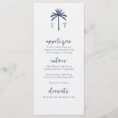 Seaside Serenity Tropical Beach Monogram Huwelijk Menu (Voorkant)
