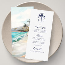 Seaside Serenity Tropical Beach Monogram Huwelijk