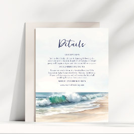Seaside Serenity Tropical Beach Waves Wedding Informatiekaartje