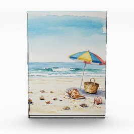 Seaside Serenity: Waterverf Beach Bliss Fotoblokken