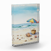 Seaside Serenity: Waterverf Beach Bliss Fotoblokken (Links)