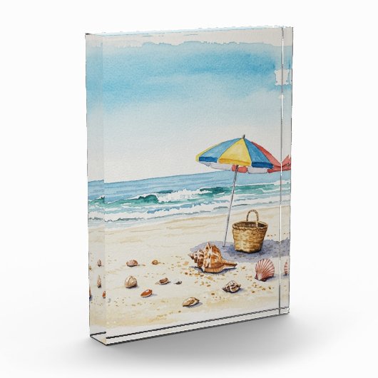 Seaside Serenity: Waterverf Beach Bliss Fotoblokken (Links)