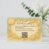 Seaside Shells QR Code RSVP Card Kaartje (Staand voorkant)