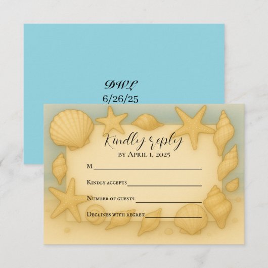 Seaside Shells RSVP-kaart RSVP Kaartje (Voorkant / Achterkant)