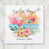 Seaside Sippin' | Tropisch strand Dank u Bedankjes Labels (Achterkant)