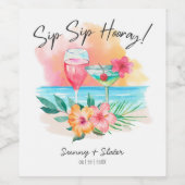 Seaside Sippin' | Tropisch strand Sip Hooray Wijn Etiket (Enkel label)