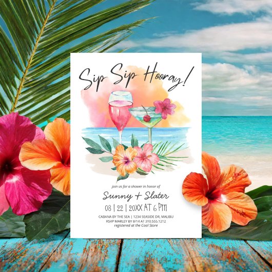 Seaside Sippin' | Tropische Sip Hooray Shower Kaart