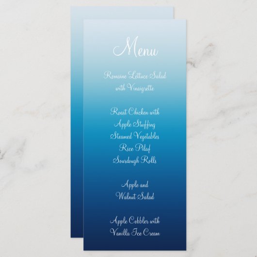 Seaside Sky en Ocean Blue Gradient Menu (Voorkant / Achterkant)