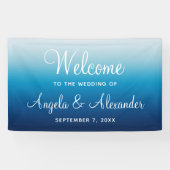 Seaside Sky en Ocean Blue Gradient Wedding Spandoek (Horizontaal)