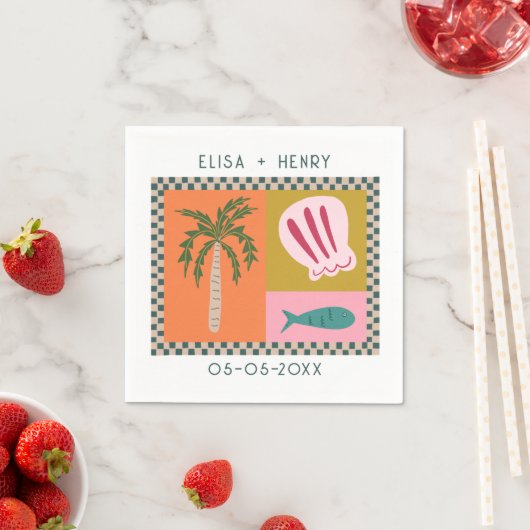 Seaside Soiree BRUILOFT Verloving Modern CUSTOM Servet (Insitu)