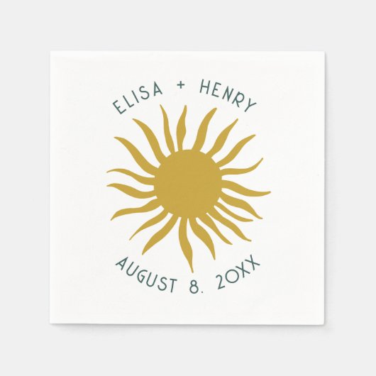 Seaside Soiree BRUILOFT Verloving Schattige Zon CU Servet (Voorkant)