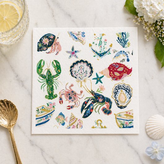 Seaside Soirée Coastal Pattern Servet