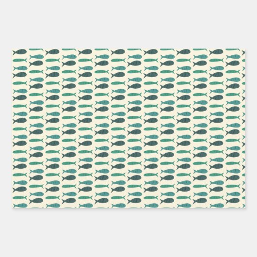 Seaside Soiree Drie Vissen Modern Schattige CUSTOM Inpakpapier Vel (Voorkant)