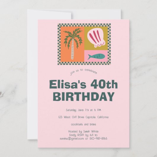 Seaside Soiree Modern Schattige CUSTOM verjaardags Kaart (Voorkant)