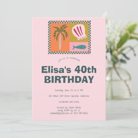 Seaside Soiree Modern Schattige CUSTOM verjaardags Kaart (Staand voorkant)