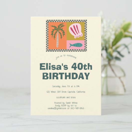 Seaside Soiree Modern Schattige CUSTOM verjaardags Kaart (Staand voorkant)