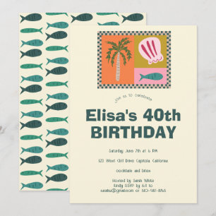 Seaside Soiree Modern Schattige CUSTOM verjaardags Kaart